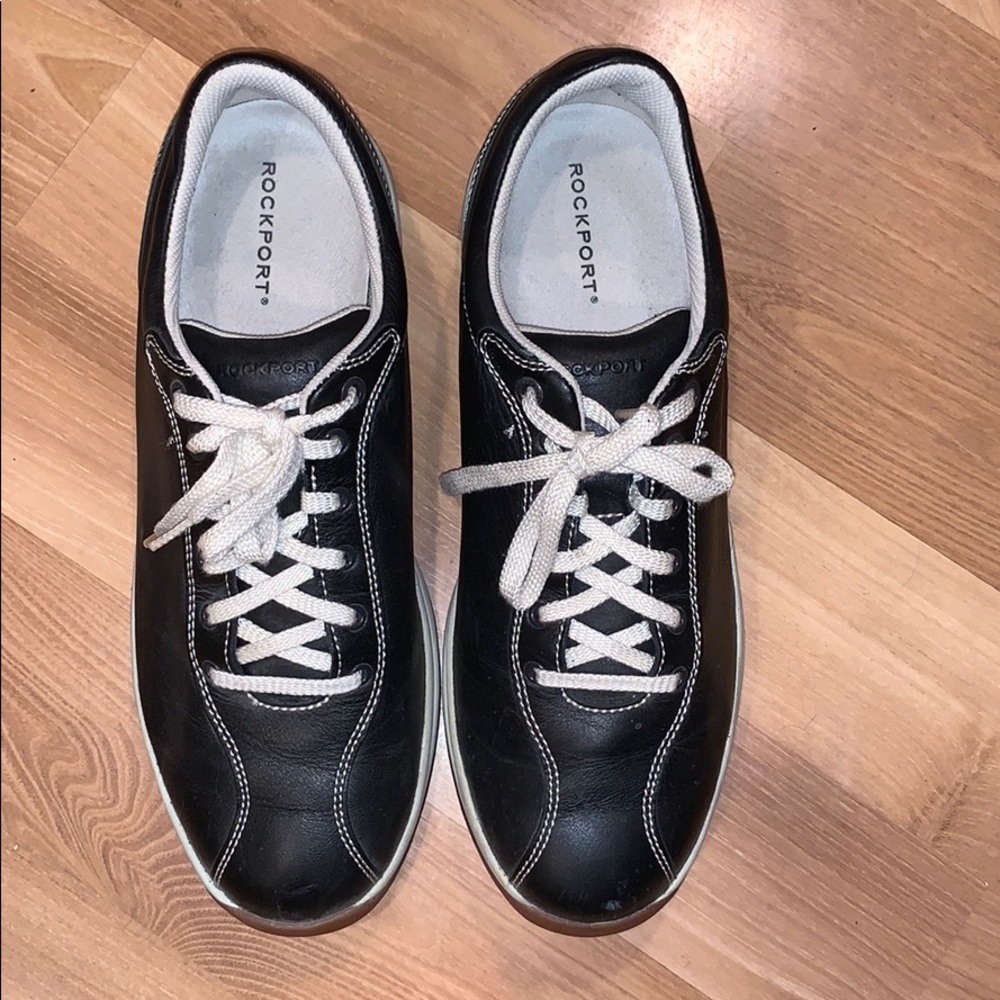 ROCKPORT black leather sneakers size 11.5 GUC